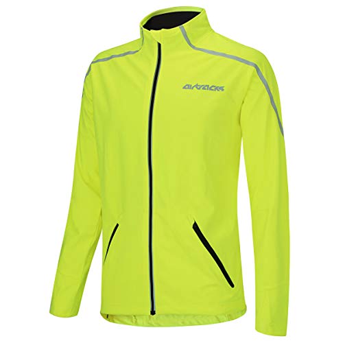 Airtracks Damen Thermo Jacke AIR TECH Fahrradjacke Laufjacke Radlerjacke Radjacke Wasserdicht Winddicht Windstopper Atmungsaktiv Reflektierend - Neon - S von Airtracks