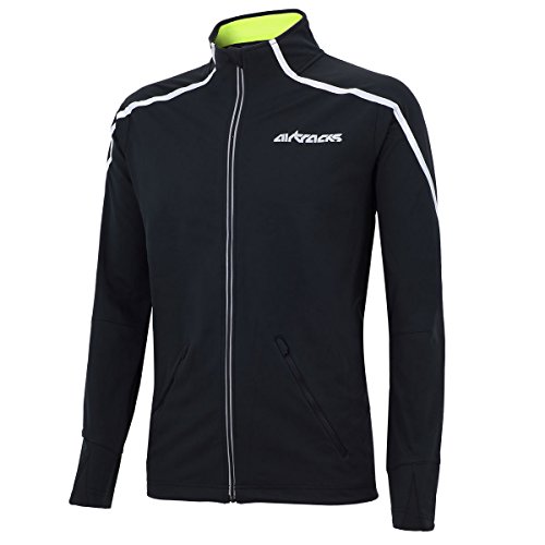 Airtracks Damen Thermo Jacke AIR TECH Fahrradjacke Laufjacke Radlerjacke Radjacke Wasserdicht Winddicht Windstopper Atmungsaktiv Reflektierend - Schwarz - L von Airtracks