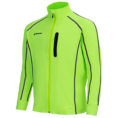 Airtracks Herren Thermo Jacke AIR TECH II Fahrradjacke Laufjacke Radlerjacke Radjacke Wasserdicht Winddicht Windstopper Atmungsaktiv Reflektierend - neon L von Airtracks