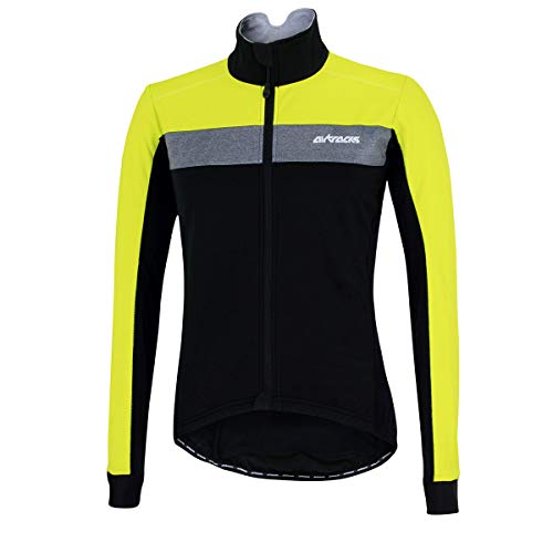 Airtracks Herren Thermo Fahrradjacke Winter Radjacke Softshell Pro Team -schwarz neon M von Airtracks