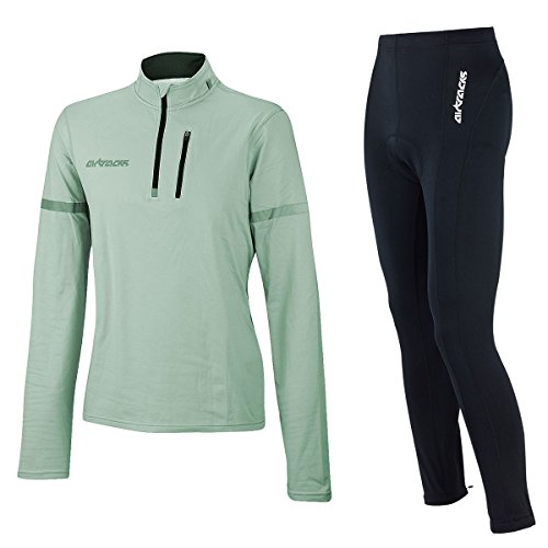 Airtracks Herren Winter Radtrikot Set - Thermo Fahrradhose Lang + Thermo Fahrradtrikot Langarm - Atmungsaktiv - Reflektoren - schwarz-grau - XXL von Airtracks