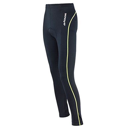 Airtracks Herren Thermo Fahrradhose Lang Winter Radhose Radlerhose Gepolstert - schwarz-neon - S von Airtracks