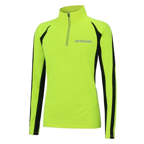 Airtracks Herren Thermo Laufshirt Langarm Pro Winter Sweatshirt Fleece Funktionsshirt Sport Langarmshirt - neon - L - Herren von Airtracks