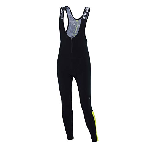 Herren Thermo Winter Fahrradhose Lang mit Trägern Pro Team - Trägerhose Lang - BIB Radhose - Träger Radlerhose - 3D Performance Gel gepolstert - Warm - schwarz-neon-weiß - S von Airtracks