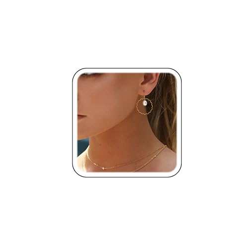 Aisansty Perlen-Ohrringe, 16 Karat vergoldet, niedlicher Kreis, baumelnde Perlenohrringe, zierliche Gold-Ohrringe für Frauen, Hochzeit, Brautschmuck, Glas Zirkonia, Zirkonia Aisansty Perlen-Ohrringe, 16 Karat vergoldet, niedlicher Kreis, baumelnde Perlenohrringe, zierliche Gold-Ohrringe für Frauen, Hochzeit, Brautschmuck, Glas Zirkonia, Zirkonia von Aisansty