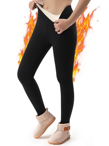 Aiseyi Thermoleggings Mädchen Eingedickt Thermo Leggings Baumwolle Gefütterte Leggings Kinder Winter Warm Leggings Winterhose Schwarz 110 von Aiseyi
