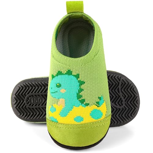 Hausschuhe Kinder Junge Komfortabel Dicken Einlegesohlen Turnschläppchen Jungen Rutschfest Pantoffeln Atmungsaktive Barfußschuhe Hüttenschuhe mit Abriebfeste Front für Kindertagesstätte Kindergarten von Aiseyi