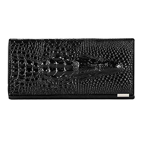 Aisi Damen Herren Leder Geldbörse Geprägte Krokodil Clutch Geldbörse Kreditkartenetui, Schwarz, Einheitsgröße, Geldbörse von Aisi