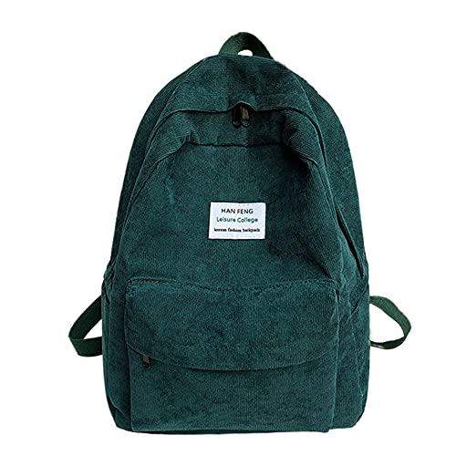 Damen Mädchen Rucksack Vintage Cord Rucksack Geldbörse Leicht Daypack Schule Schultertasche, grün, One size von Aisi