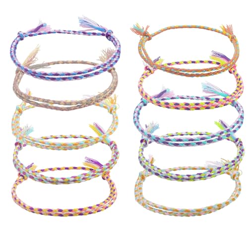 Aisikoo 10 Stück Boho Fußkettchen für Damen – Verstellbare Fußkette & Surferarmband Damen, Geflochtenes Freundschaftsband, Fußketten Set, Fußkettchen für Frauen, Ideal als Geschenk von Aisikoo