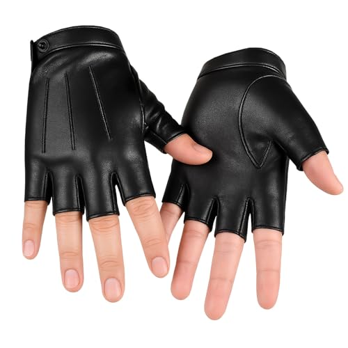 Aisikoo Fingerlose Handschuhe Herren & Damen – Sportliche Lederhandschuhe ohne Finger, Handschuhe Fingerlos aus PU-Leder für Outdoor, Fitness Aisikoo Fingerlose Handschuhe Herren & Damen – Sportliche Lederhandschuhe ohne Finger, Handschuhe Fingerlos aus PU-Leder für Outdoor, Fitness von Aisikoo