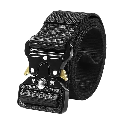 Aisikoo Taktischer Gürtel, Arbeitsgürtel Herren, Tactical Belt mit Schnellspanner Metallschnalle, Gürtel Arbeitshose, Koppelgürtel Herren, Schwarz von Aisikoo
