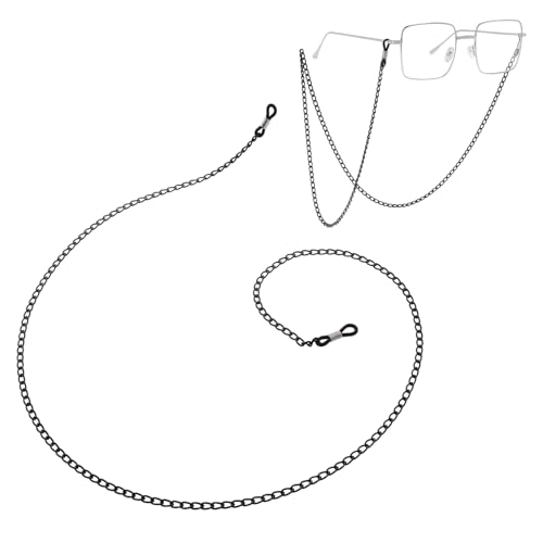 Brillenkette Damen & Herren – 70 cm Brillenband aus Aluminium in Schwarz, Modischer Brillenhalter für Sonnenbrille, Lesebrille & Sportbrille, Stylische Brillenkette von Aisikoo