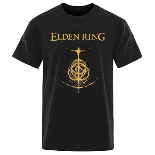 Elden-Ring-Dark-Essential-Male-T-Shirts-Loose-Casual-Wear-Crewneck-Clothing-Brand-Pattern Black L von Aisili