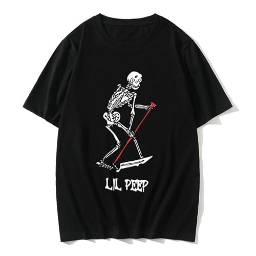 Lil Peep Skeleton Retro Men's Hip Hop Rapper T-Shirts Fashion Cotton Black L von Aisili