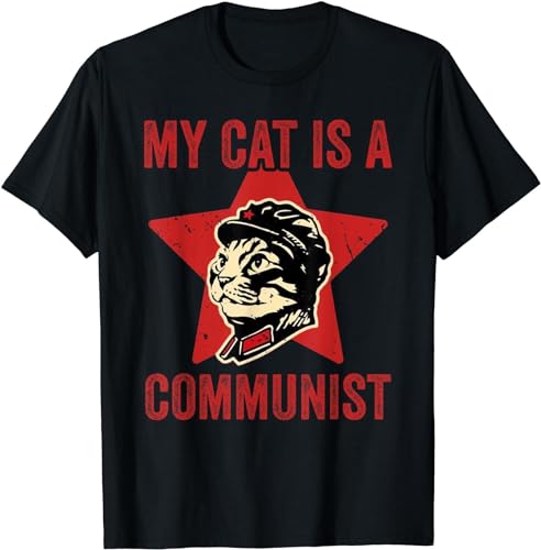 My Cat is A Communist Vintage Funny Cat Lover Saying T-Shirt Black XL von Aisili