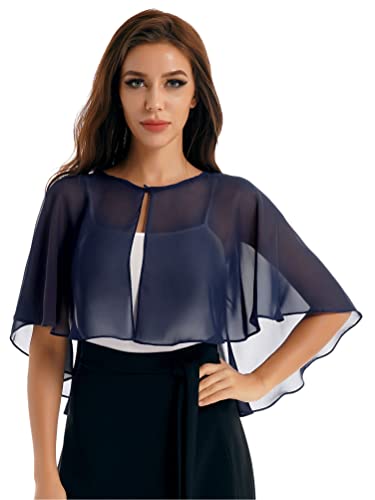 Aislor Damen Elegant Bolero Festlich Schulterjacke Sommer Dünne Jäckchen Umschlagtuch Schal Kurze Casual Bolerojacke Marineblau Einheitsgröße von Aislor