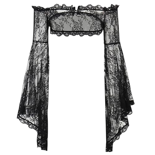 Aislor Damen Gothic Bolero Fledermausärmel Spitze Jäckchen Steampunk Shrug Cover Up Viktorianisch Vampir Kostüm Halloween Karneval Kostüm Kleidung Typ E M von Aislor