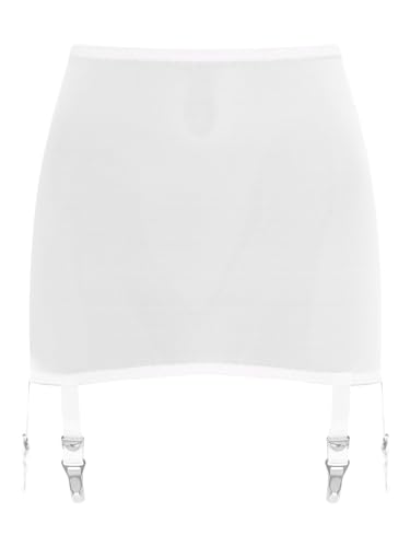 Aislor Damen Strapshalter Transparent Nylon Strumpfhalter Strapsgürtel Strumpfbänder Hosenträger Hüfthalter Strapsen X Weiß XXL von Aislor