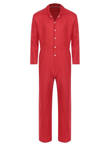 Aislor Herren Arbeitsoverall Langarm Bodysuit Jumpsuit Overall Arbeitsanzug Schutzanzug Arbeitskleidung Ganzanzug Schutzkleidung Rot L von Aislor