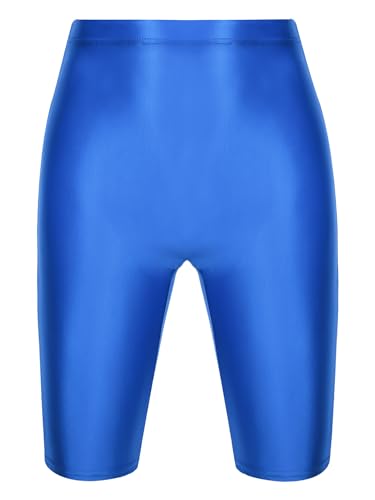 Aislor Herren Öl Shorts Glänzende Unterhosen Schnelltrocknend Stretch Sportleggings Sporthose Sportanzug Bademode Blau L von Aislor