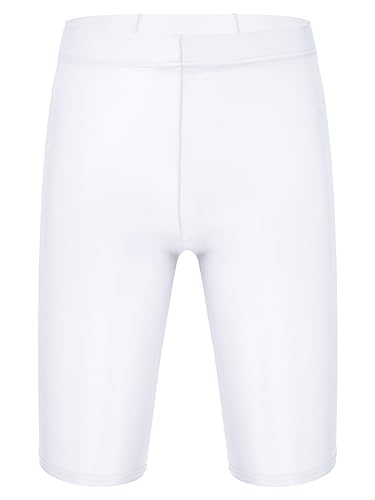 Aislor Herren Öl Shorts Glänzende Unterhosen Schnelltrocknend Stretch Sportleggings Sporthose Sportanzug Bademode T Weiß M von Aislor