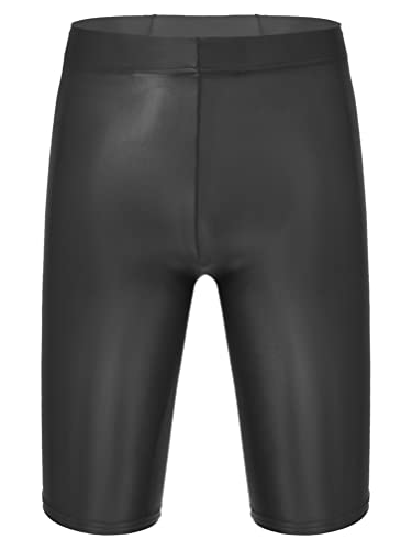 Aislor Herren Öl Shorts Glänzende Unterhosen Schnelltrocknend Stretch Sportleggings Sporthose Sportanzug Bademode T Schwarz XXL von Aislor