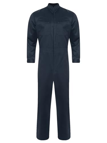 Aislor Herren Overall Baumwolle Arbeitsoverall Arbeitskleidung Ganzkörper Bodysuit Jumpsuit Arbeitsanzug Ganzkörperanzug Schutzoverall Schutzkleidung Navyblau XL von Aislor