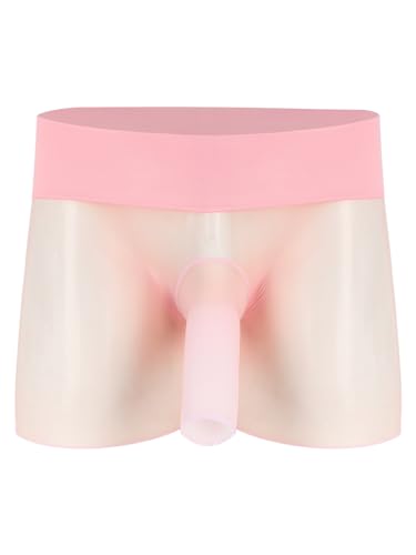 Aislor Herren Unterhosen Transparent Spitze Panties Bulge Pouch Höschen Nylon Männerslip Trunks Briefs Sissy Unterwäsche Reizwäsche A Rosa Einheitsgröße von Aislor