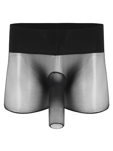 Aislor Herren Unterhosen Transparent Spitze Panties Bulge Pouch Höschen Nylon Männerslip Trunks Briefs Sissy Unterwäsche Reizwäsche A Schwarz Einheitsgröße von Aislor