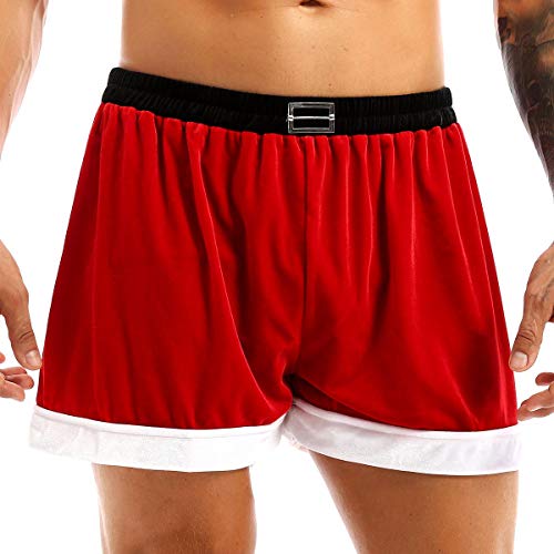 Aislor Herren Weihnachten Boxershorts Samt Slip Unterwäsche Lustige Unterhose Männer Weihnachtsmann Santa Kostüm Shorts Festzug Rot A XL von Aislor