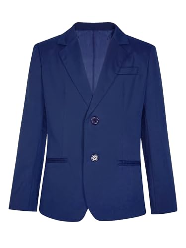 Aislor Jungen Sakko Blazer Klassisch Gentleman Anzug Festlich Smoking Anzug Regular Fit Anzugjacke für Geburtstag Hochzeit Ball Navyblau 134-140 von Aislor