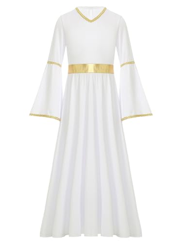 Aislor Kinder Mädchen Engelskostüm Engelchen Kleid V-Ausschnitt Trompetenärmel Maxikleid Griechische Göttin Kostüm Halloween Karneval Cosplay Outfit Weiß 146-152 Aislor Kinder Mädchen Engelskostüm Engelchen Kleid V-Ausschnitt Trompetenärmel Maxikleid Griechische Göttin Kostüm Halloween Karneval Cosplay Outfit Weiß 146-152 von Aislor