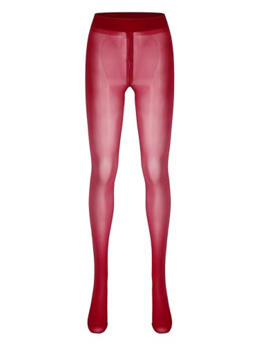 Aislor Leggings Damen Herren Strumpfhose Mit Reißverschluss Kompressionshose Underpants Transparent Leggins Pants Nachtwäsche Rot XL von Aislor