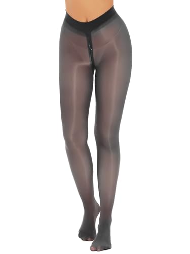 Aislor Leggings Damen Herren Strumpfhose Mit Reißverschluss Kompressionshose Underpants Transparent Leggins Pants Nachtwäsche Schwarz L von Aislor