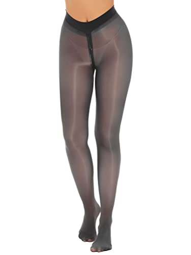 Aislor Leggings Damen Herren Strumpfhose Mit Reißverschluss Kompressionshose Underpants Transparent Leggins Pants Nachtwäsche Lingerie Schwarz L von Aislor