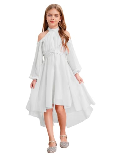 Aislor Mädchen Festlich Kleid Elegant Blumenmädchenkleider Langarm Chiffonkleid Neckholder Abendkleider Glitzer Partykleid Strandkleid Sommer Elfenbein 146-152 Aislor Mädchen Festlich Kleid Elegant Blumenmädchenkleider Langarm Chiffonkleid Neckholder Abendkleider Glitzer Partykleid Strandkleid Sommer Elfenbein 146-152 von Aislor