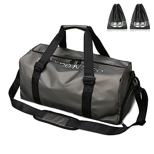 Reisetasche Sporttasche für Damen und Herren, Tasche für Sport mit Schuhfach Nassfach und 2 Wasserdicht Schuhbeutel Trainingstasche Fitnesstasche Weekender für Gym Reise, Grau von Aisny