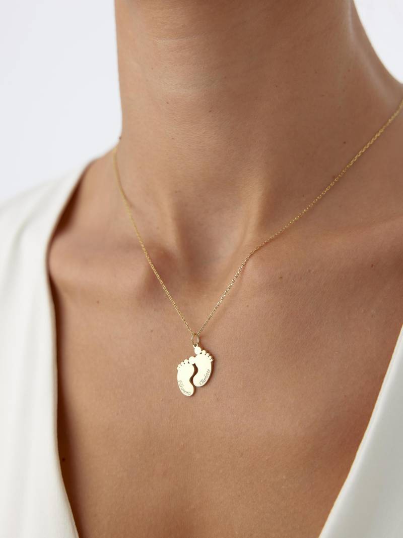 Custom Footprint Name Necklace, Baby Pendant, Sterling Silver, Personalized Gift For New Moms von AisoAtelier