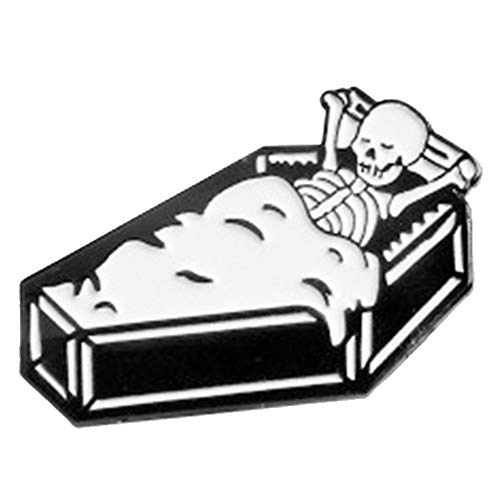 Aisoway Punk Skeleton Pin Tombstone Coffin Emaille Brosche Revers Pin Abzeichen Weinen und Schlaf Schädel-Knopf Schmuck von Aisoway