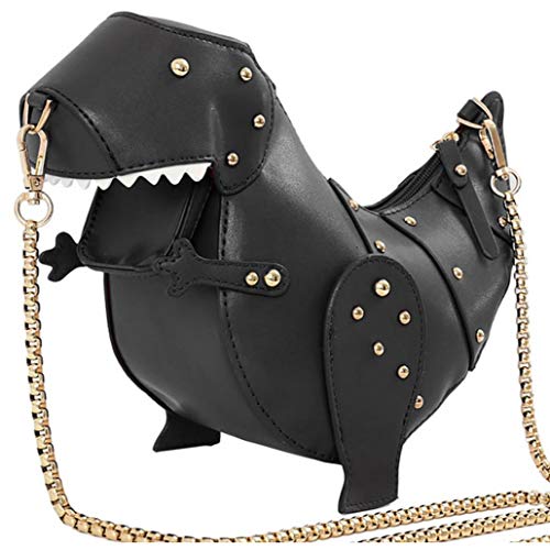 Frauen Umhängetasche Dinosaurier 3D-Geformte Kurier-Beutel PU-Leder-Kosmetischer Speicher-Beutel Mini Schultertasche Das Beste Geschenk Für Mädchen (Schwarz) von Aisoway