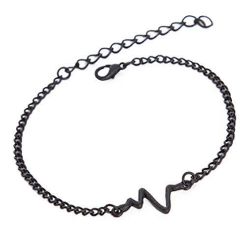 Aisoway Herzschlag Schlichtes Armband Paar Liebe Frequency Armbänder Partei Hochzeit Schmuck-schwarz von Aisoway