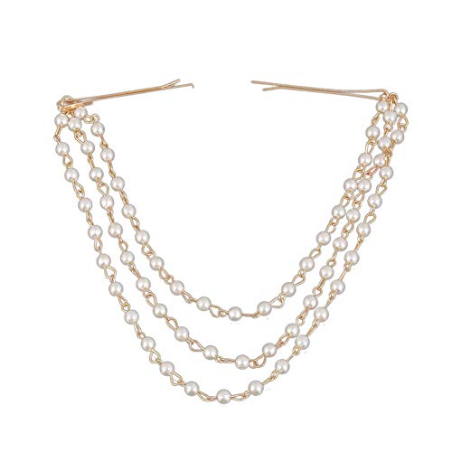 Mehrschichtige Gesäumten Perle Quasten Perlen Kette Haarreif Haarnadel Spangen Teller-Haar-Clip Band-Zusätze Für Frauen-Mädchen-Dame von Aisoway