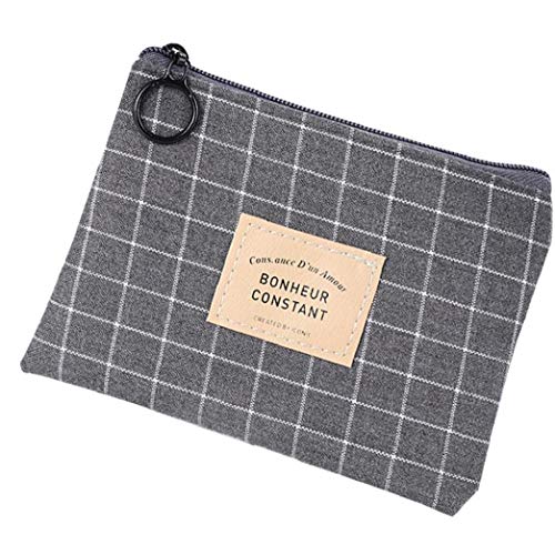 Weibliche Mädchen Münzbeutel Printed Canvas Geldbörse Tragbare kleine Nette Geldbeutel-Wechselhalter Zip-Mini-Portemonnaie (grau) von Aisoway