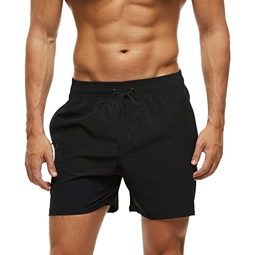 Aisprts Badehose Herren, Badeshorts mit Reißverschlusstaschen für Herren, Schnell Trocknende wasserdichte Dehnbare Schwimmhose mit Kordelzug und Mesh-Innenshorts, Männer Strandshorts von Aisprts