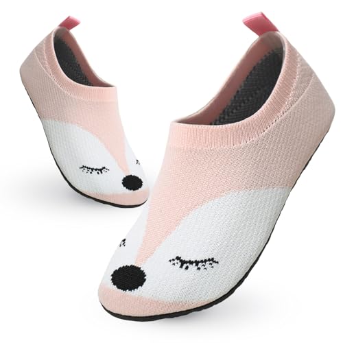 Aisprts Hausschuhe Kinder Jungen Mädchen Pantoffeln Atmungsaktive Rutschfest Barfuss Hausschuhe Kinder Weiche Leichte Kindergarten Slippers, Rosa Fuchs, 22/23 EU von Aisprts