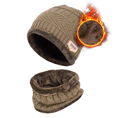 Aisprts Kinder Wintermütze Winterschal Beanie Kinder Strickmütze für Kinder mit Fleecefutter von Aisprts