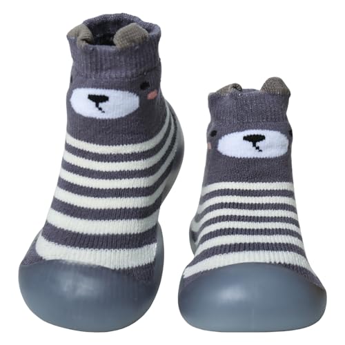 Aisprts Krabbelschuhe Baby, Rutschfeste Lauflernschuhe Sockenschuhe Kleinkinder Weiche Stricken Barfussschuhe Babybodenschuhe für Mädchen Jungen, T1 Violett, 2-3 Jahre von Aisprts