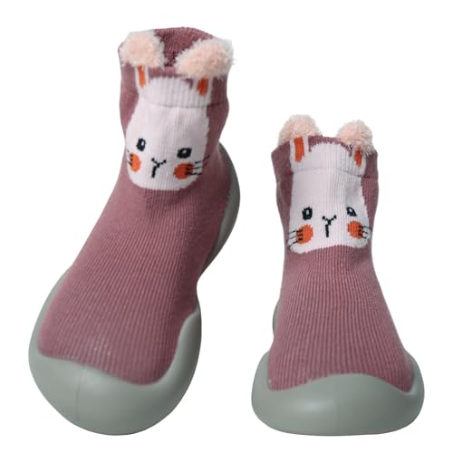 Aisprts Krabbelschuhe Baby, Rutschfeste Lauflernschuhe Sockenschuhe Kleinkinder Weiche Stricken Barfussschuhe Babybodenschuhe für Mädchen Jungen, T2 Rosa, 2-3 Jahre von Aisprts