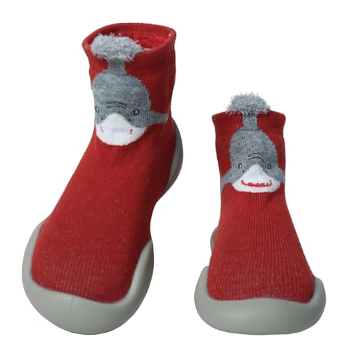 Aisprts Krabbelschuhe Baby, Rutschfeste Lauflernschuhe Sockenschuhe Kleinkinder Weiche Stricken Barfussschuhe Babybodenschuhe für Mädchen Jungen, T2 Rot, 2-3 Jahre von Aisprts